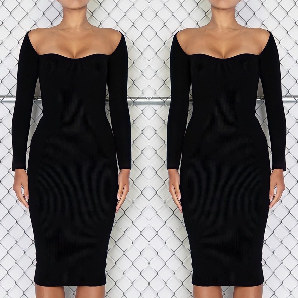 - SWEET HEART SQUARE NECKLINE MIDI DRESS